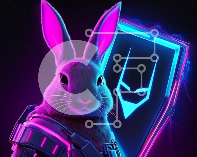 Σετ των 2 Intra Συλλεκτικό Ξύλινο Παζλ Plywood  4mm - Φουτουριστικός χαρακτήρας κουνελιού με νέον ανταύγειες Σε Ξύλινο Κουτί - Διαστάσεις: 10x10 cm – 25 κομμάτια