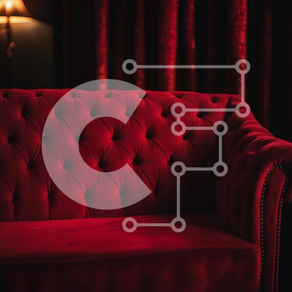 Intra Συλλεκτικό Ξύλινο Παζλ Plywood  4mm - Πολυτελής κόκκινος βελούδινος καναπές σε κομψό σκηνικό Σε Ξύλινο Κουτί - Διαστάσεις Puzzle: 10x10 cm – 25 κομμάτια