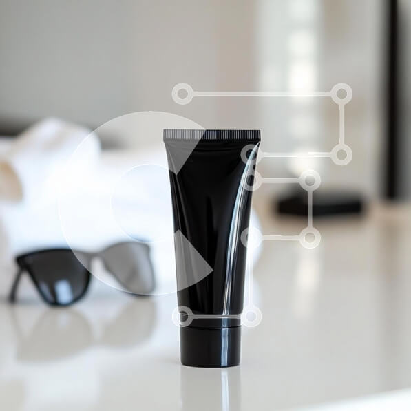 Σετ των 2 Intra Συλλεκτικό Ξύλινο Παζλ Plywood  4mm - Μαύρο Σωληνάριο κρέμας με γυαλιά ηλίου και πετσέτες Σε Ξύλινο Κουτί - Διαστάσεις: 10x10 cm – 25 κομμάτια