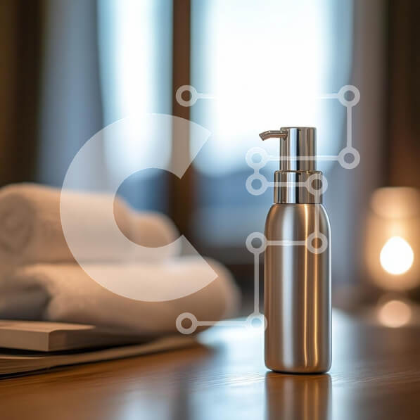 Σετ των 2 Intra Συλλεκτικό Ξύλινο Παζλ Plywood  4mm - Κομψό ασημένιο μπουκάλι αντλίας σε γαλήνιο περιβάλλον Σε Ξύλινο Κουτί - Διαστάσεις: 10x10 cm – 25 κομμάτια