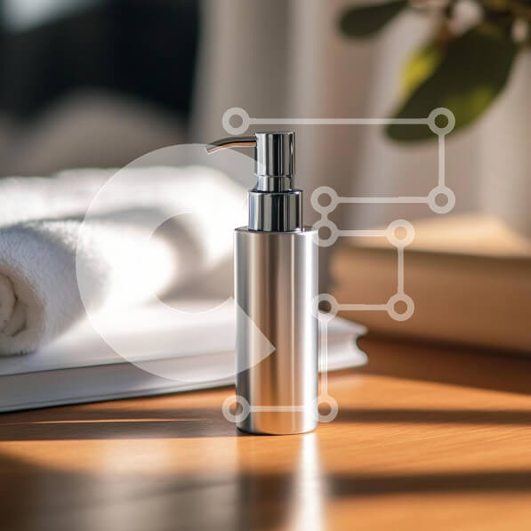 Σετ των 2 Intra Συλλεκτικό Ξύλινο Παζλ Plywood  4mm - Κομψό μεταλλικό μπουκάλι αντλίας σε ξύλινη επιφάνεια Σε Ξύλινο Κουτί - Διαστάσεις: 10x10 cm – 25 κομμάτια