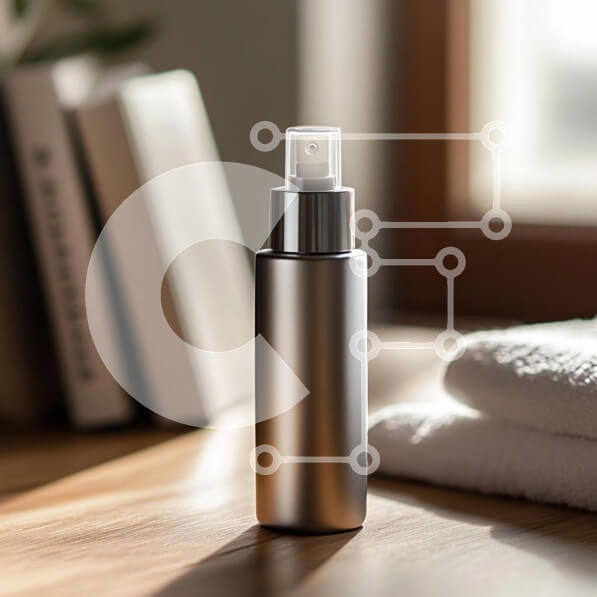 Σετ των 2 Intra Συλλεκτικό Ξύλινο Παζλ Plywood  4mm - Κομψό μεταλλικό μπουκάλι σπρέι σε ξύλινη επιφάνεια Σε Ξύλινο Κουτί - Διαστάσεις: 10x10 cm – 25 κομμάτια