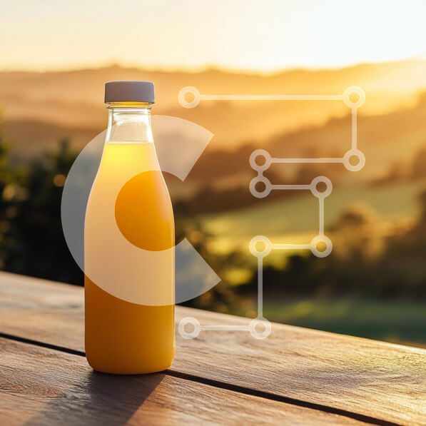 Σετ των 2 Intra Συλλεκτικό Ξύλινο Παζλ Plywood  4mm - Μπουκάλι χυμό πορτοκαλιού με γραφικό φόντο Σε Ξύλινο Κουτί - Διαστάσεις: 10x10 cm – 25 κομμάτια