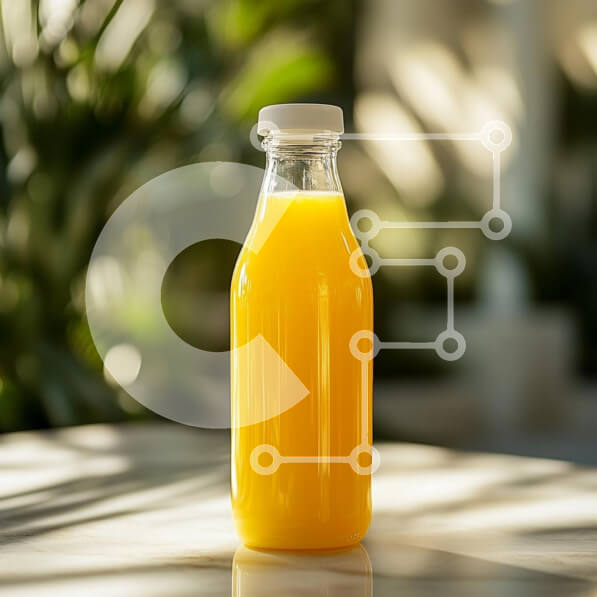 Σετ των 2 Intra Συλλεκτικό Ξύλινο Παζλ Plywood  4mm - Φρέσκος χυμός πορτοκαλιού σε ένα μπουκάλι Σε Ξύλινο Κουτί - Διαστάσεις: 10x10 cm – 25 κομμάτια