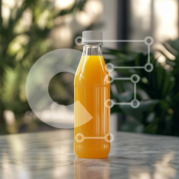 Σετ των 2 Intra Συλλεκτικό Ξύλινο Παζλ Plywood  4mm - Μπουκάλι χυμό πορτοκαλιού σε μαρμάρινη επιφάνεια Σε Ξύλινο Κουτί - Διαστάσεις: 10x10 cm – 25 κομμάτια