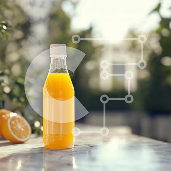 Σετ των 2 Intra Συλλεκτικό Ξύλινο Παζλ Plywood  4mm - Μπουκάλι χυμό πορτοκαλιού με φρέσκια φέτα πορτοκαλιού Σε Ξύλινο Κουτί - Διαστάσεις: 10x10 cm – 25 κομμάτια