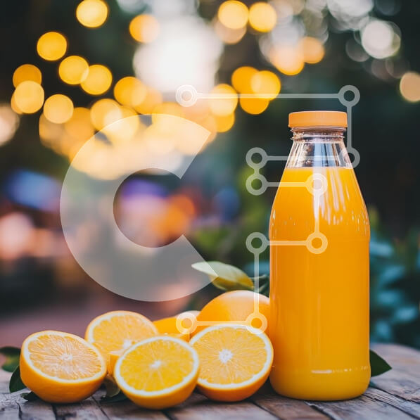 Σετ των 2 Intra Συλλεκτικό Ξύλινο Παζλ Plywood  4mm - Φρέσκος χυμός πορτοκαλιού με κομμένα πορτοκάλια Σε Ξύλινο Κουτί - Διαστάσεις: 10x10 cm – 25 κομμάτια