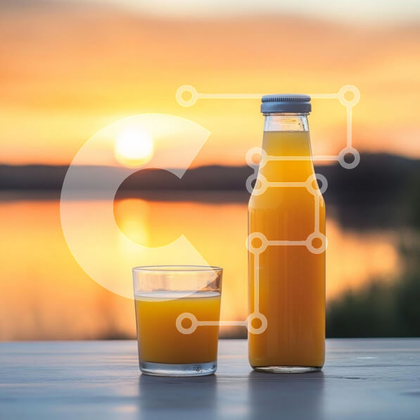 Σετ των 2 Intra Συλλεκτικό Ξύλινο Παζλ Plywood  4mm - Χυμός πορτοκαλιού στο ηλιοβασίλεμα Σε Ξύλινο Κουτί - Διαστάσεις: 10x10 cm – 25 κομμάτια