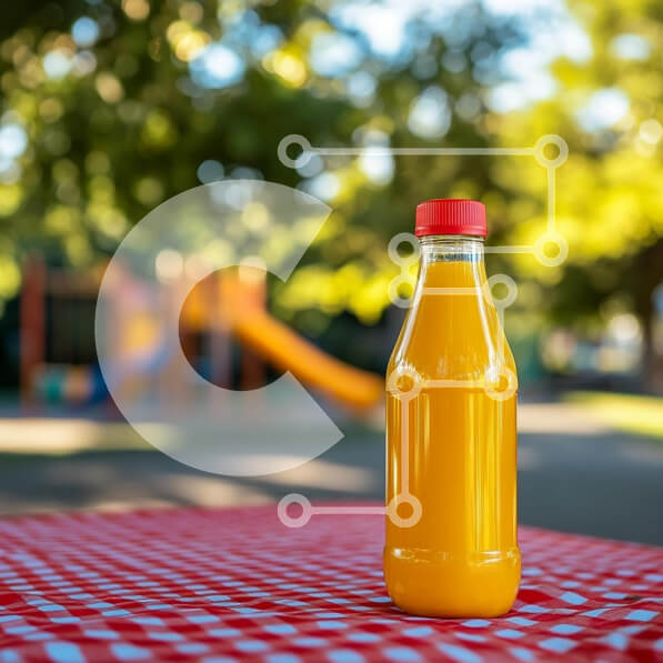 Σετ των 2 Intra Συλλεκτικό Ξύλινο Παζλ Plywood  4mm - Μπουκάλι χυμό πορτοκαλιού στο πάρκο Σε Ξύλινο Κουτί - Διαστάσεις: 10x10 cm – 25 κομμάτια