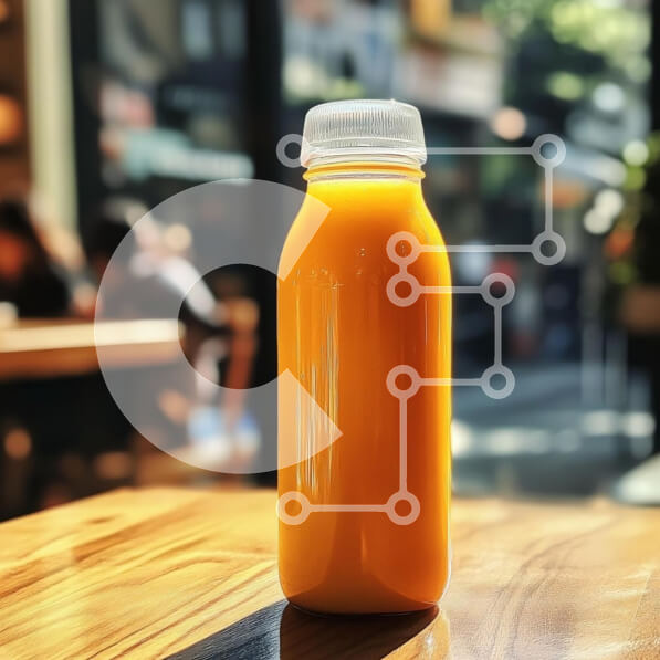 Σετ των 2 Intra Συλλεκτικό Ξύλινο Παζλ Plywood  4mm - Φρέσκος χυμός πορτοκαλιού σε μπουκάλι σε ξύλινο τραπέζι Σε Ξύλινο Κουτί - Διαστάσεις: 10x10 cm – 25 κομμάτια