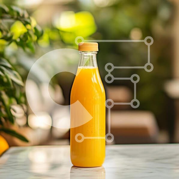 Σετ των 2 Intra Συλλεκτικό Ξύλινο Παζλ Plywood  4mm - Μπουκάλι φρέσκου χυμού πορτοκαλιού ενάντια στο πράσινο Σε Ξύλινο Κουτί - Διαστάσεις: 10x10 cm – 25 κομμάτια