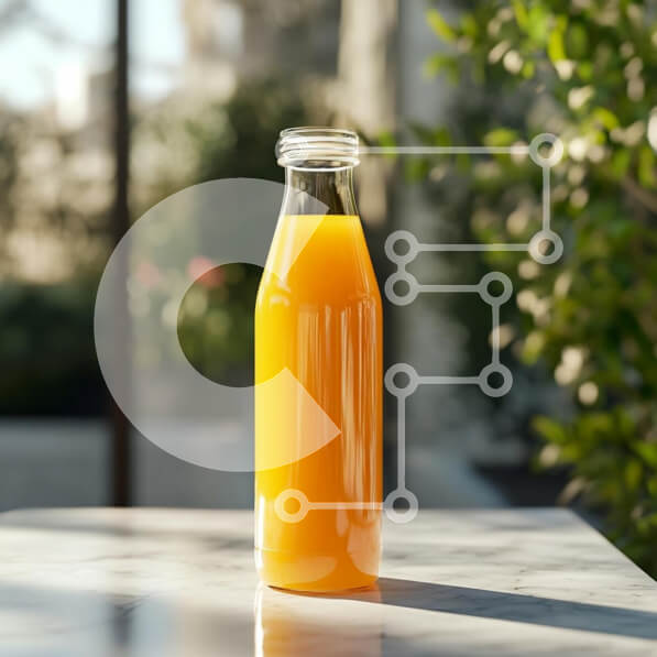 Σετ των 2 Intra Συλλεκτικό Ξύλινο Παζλ Plywood  4mm - Φρέσκος χυμός πορτοκαλιού σε γυάλινο μπουκάλι Σε Ξύλινο Κουτί - Διαστάσεις: 10x10 cm – 25 κομμάτια