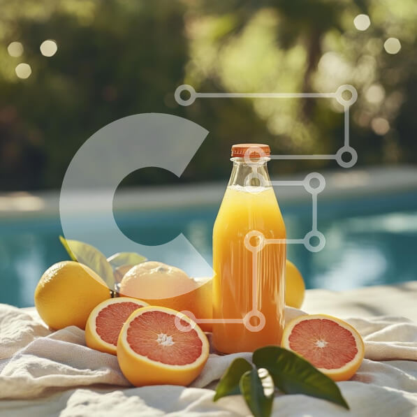 Σετ των 2 Intra Συλλεκτικό Ξύλινο Παζλ Plywood  4mm - Δροσιστικός χυμός πορτοκαλιού δίπλα στην πισίνα Σε Ξύλινο Κουτί - Διαστάσεις: 10x10 cm – 25 κομμάτια