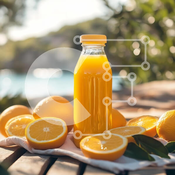 Σετ των 2 Intra Συλλεκτικό Ξύλινο Παζλ Plywood  4mm - Φρέσκος χυμός πορτοκαλιού με πορτοκάλια Σε Ξύλινο Κουτί - Διαστάσεις: 10x10 cm – 25 κομμάτια