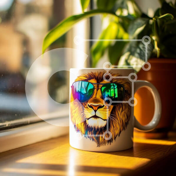 Intra Συλλεκτικό Ξύλινο Παζλ Plywood  4mm - Κούπα με Lion Design και γυαλιά ηλίου Σε Ξύλινο Κουτί - Διαστάσεις: 10x10 cm – 25 κομμάτια