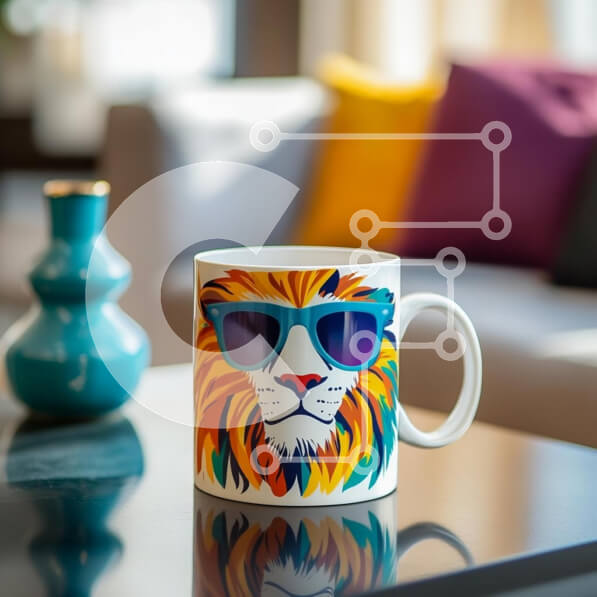 Intra Συλλεκτικό Ξύλινο Παζλ Plywood  4mm - Πολύχρωμη κούπα λιονταριού σε άνετο εσωτερικό Σε Ξύλινο Κουτί - Διαστάσεις: 10x10 cm – 25 κομμάτια