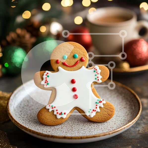 Intra Συλλεκτικό Ξύλινο Παζλ Plywood  4mm - Γιορτινά διακοσμημένο μπισκότο μελόψωμο Σε Ξύλινο Κουτί - Διαστάσεις: 10x10 cm – 25 κομμάτια