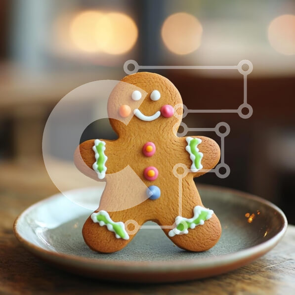 Σετ των 2 Intra Συλλεκτικό Ξύλινο Παζλ Plywood  4mm - Χαρούμενο μπισκότο με μελόψωμο σε ένα πιάτο Σε Ξύλινο Κουτί - Διαστάσεις: 10x10 cm – 25 κομμάτια