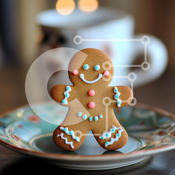 Σετ των 2 Intra Συλλεκτικό Ξύλινο Παζλ Plywood  4mm - Χαρούμενο μπισκότο μελόψωμο σε διακοσμητικό πιάτο Σε Ξύλινο Κουτί - Διαστάσεις: 10x10 cm – 25 κομμάτια