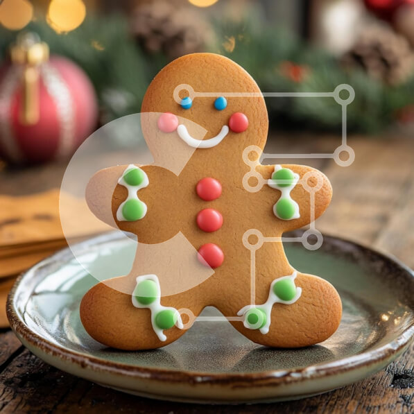 Intra Συλλεκτικό Ξύλινο Παζλ Plywood  4mm - Χαρούμενο μπισκότο με μελόψωμο Σε Ξύλινο Κουτί - Διαστάσεις: 10x10 cm – 25 κομμάτια