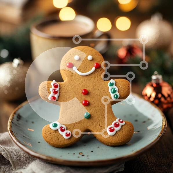 Σετ των 2 Intra Συλλεκτικό Ξύλινο Παζλ Plywood  4mm - Χαρούμενο μπισκότο Gingerbread Man με εορταστικές διακοσμήσεις Σε Ξύλινο Κουτί - Διαστάσεις: 10x10 cm – 25 κομμάτια