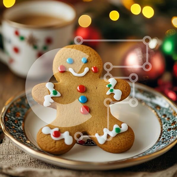 Σετ των 2 Intra Συλλεκτικό Ξύλινο Παζλ Plywood  4mm - Μπισκότο μελόψωμο με γιορτινά στολίδια Σε Ξύλινο Κουτί - Διαστάσεις: 10x10 cm – 25 κομμάτια