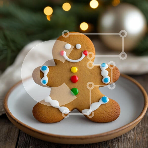 Σετ των 2 Intra Συλλεκτικό Ξύλινο Παζλ Plywood  4mm - Διακοσμημένο μπισκότο Gingerbread Man σε ένα εορταστικό περιβάλλον Σε Ξύλινο Κουτί - Διαστάσεις: 10x10 cm – 25 κομμάτια