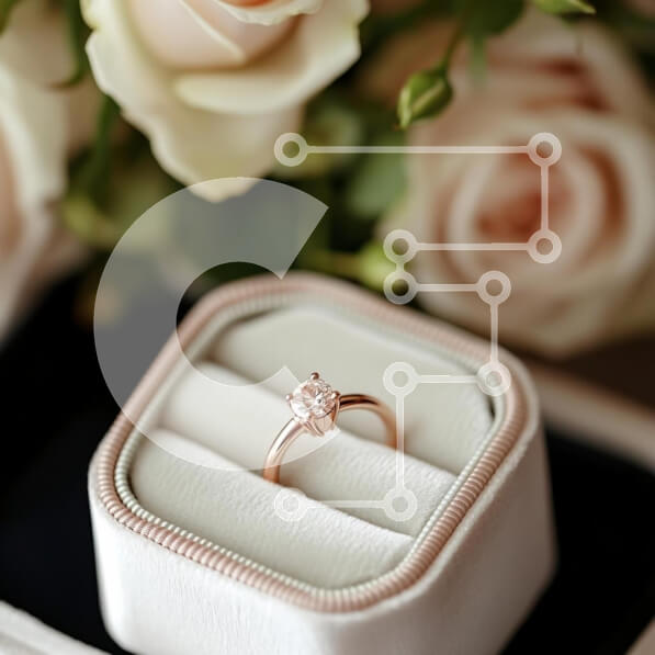 Σετ των 2 Intra Συλλεκτικό Ξύλινο Παζλ Plywood  4mm - Κομψό δαχτυλίδι αρραβώνων σε ροζ χρυσό με τριαντάφυλλα Σε Ξύλινο Κουτί - Διαστάσεις: 10x10 cm – 25 κομμάτια