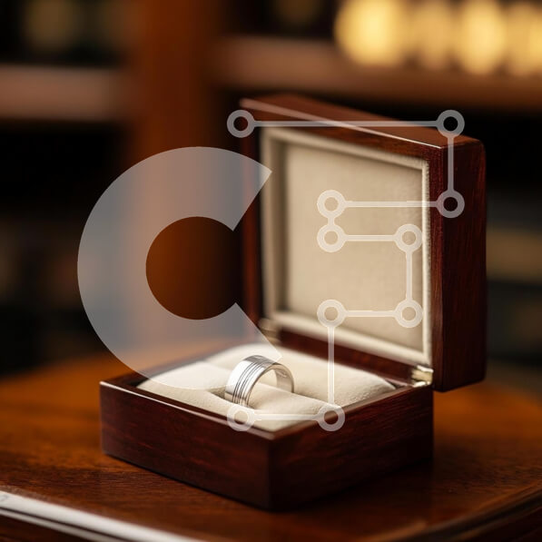 Intra Συλλεκτικό Ξύλινο Παζλ Plywood  4mm - Κομψό ασημένιο δαχτυλίδι σε Ξύλινη κοσμηματοθήκη Σε Ξύλινο Κουτί - Διαστάσεις: 10x10 cm – 25 κομμάτια