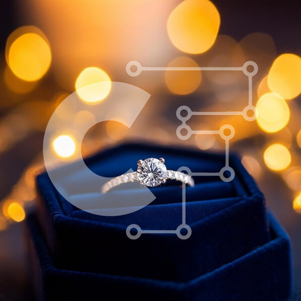 Σετ των 2 Intra Συλλεκτικό Ξύλινο Παζλ Plywood  4mm - Κομψό διαμαντένιο δαχτυλίδι αρραβώνων σε βελούδινο κουτί Σε Ξύλινο Κουτί - Διαστάσεις: 10x10 cm – 25 κομμάτια