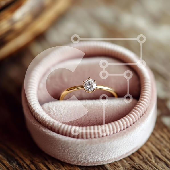 Σετ των 2 Intra Συλλεκτικό Ξύλινο Παζλ Plywood  4mm - Κομψό χρυσό δαχτυλίδι αρραβώνων σε βελούδινο κουτί Σε Ξύλινο Κουτί - Διαστάσεις: 10x10 cm – 25 κομμάτια