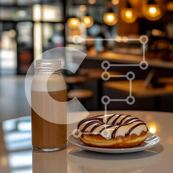 Σετ των 2 Intra Συλλεκτικό Ξύλινο Παζλ Plywood  4mm - Καφές και ντόνατ σε ένα άνετο περιβάλλον καφέ Σε Ξύλινο Κουτί - Διαστάσεις: 10x10 cm – 25 κομμάτια