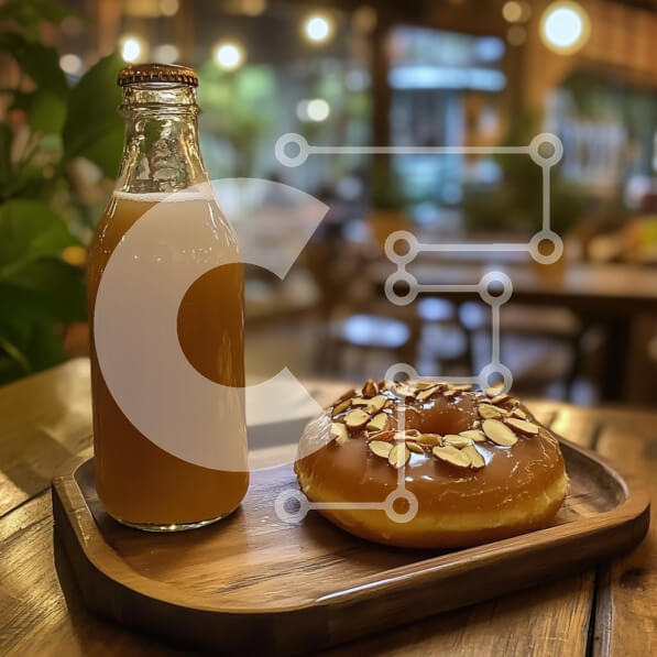 Σετ των 2 Intra Συλλεκτικό Ξύλινο Παζλ Plywood  4mm - Ντόνατς και ποτό σε άνετο περιβάλλον καφέ Σε Ξύλινο Κουτί - Διαστάσεις: 10x10 cm – 25 κομμάτια