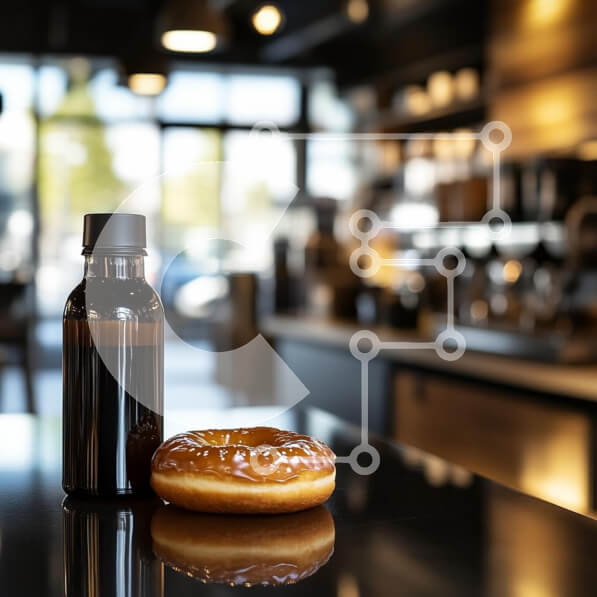 Σετ των 2 Intra Συλλεκτικό Ξύλινο Παζλ Plywood  4mm - Καφές και ντόνατ σε καφετέρια Σε Ξύλινο Κουτί - Διαστάσεις: 10x10 cm – 25 κομμάτια