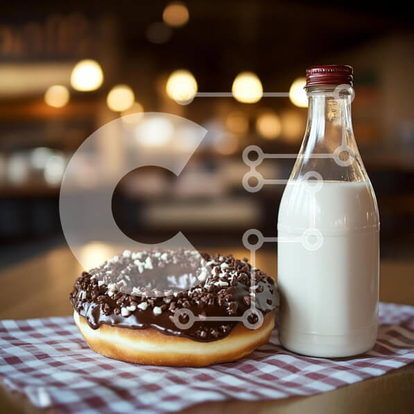 Σετ των 2 Intra Συλλεκτικό Ξύλινο Παζλ Plywood  4mm - Σοκολατένιο ντόνατ και γάλα Σε Ξύλινο Κουτί - Διαστάσεις: 10x10 cm – 25 κομμάτια