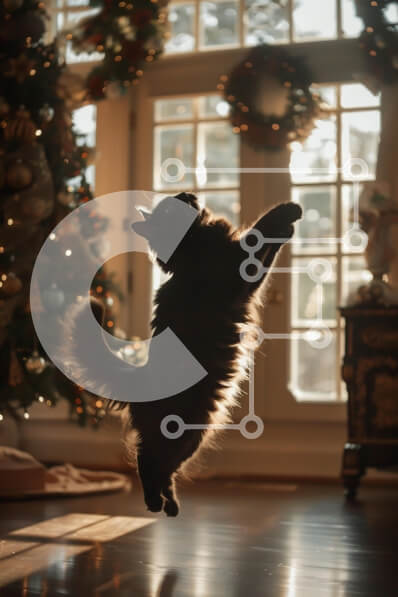 Σετ των 2 Intra Συλλεκτικό Ξύλινο Παζλ Plywood  4mm - Παιχνιδιάρικη γάτα σε ένα ηλιόλουστο δωμάτιο διακοπών Σε Ξύλινο Κουτί - Διαστάσεις: 10x10 cm – 25 κομμάτια