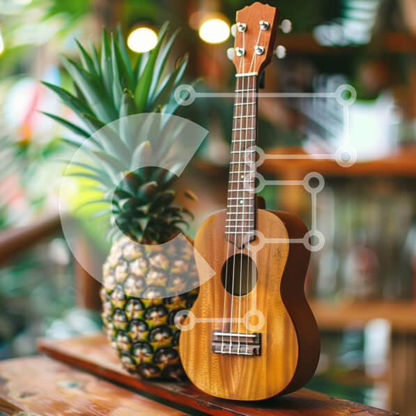 Intra Συλλεκτικό Ξύλινο Παζλ Plywood  4mm - Γιουκαλίλι και ανανάς σε ένα τροπικό περιβάλλον Σε Ξύλινο Κουτί - Διαστάσεις: 10x10 cm – 25 κομμάτια