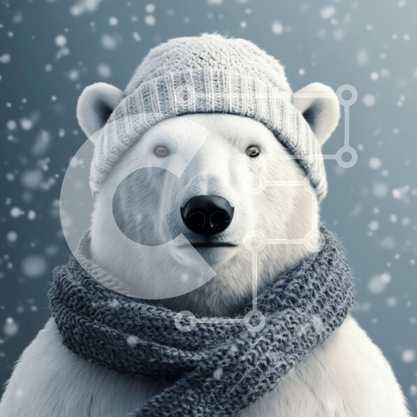 Intra Συλλεκτικό Ξύλινο Παζλ Plywood  4mm - Πολική αρκούδα με χειμερινή ενδυμασία Σε Ξύλινο Κουτί - Διαστάσεις: 10x10 cm – 25 κομμάτια