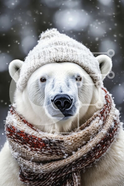 Σετ των 2 Intra Συλλεκτικό Ξύλινο Παζλ Plywood  4mm - Πολική αρκούδα στα χειμερινά αξεσουάρ Σε Ξύλινο Κουτί - Διαστάσεις: 10x10 cm – 25 κομμάτια