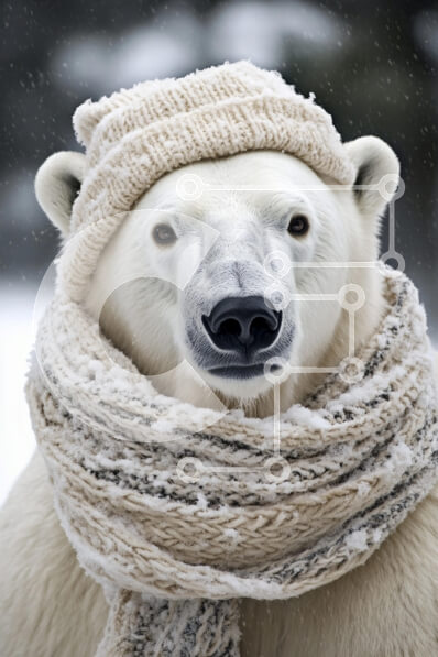 Σετ των 2 Intra Συλλεκτικό Ξύλινο Παζλ Plywood  4mm - Πολική αρκούδα με χειμερινή ένδυση Σε Ξύλινο Κουτί - Διαστάσεις: 10x10 cm – 25 κομμάτια