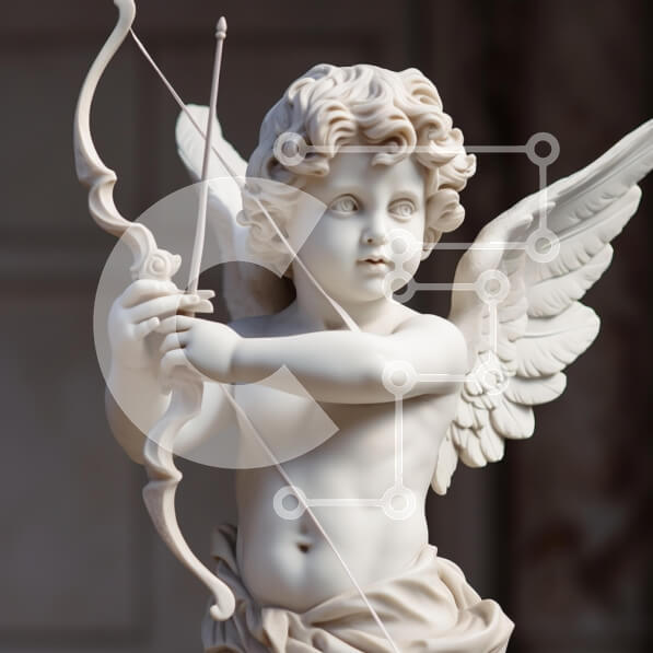 Intra Συλλεκτικό Ξύλινο Παζλ Plywood  4mm - Γλυπτό ενός χερουβείμ με τόξο και βέλος Σε Ξύλινο Κουτί - Διαστάσεις Puzzle: 10x10 cm – 25 κομμάτια