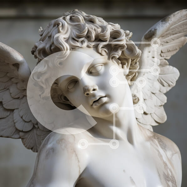 Intra Συλλεκτικό Ξύλινο Παζλ Plywood  4mm - Μαρμάρινο γλυπτό ενός αγγέλου Σε Ξύλινο Κουτί - Διαστάσεις Puzzle: 10x10 cm – 25 κομμάτια