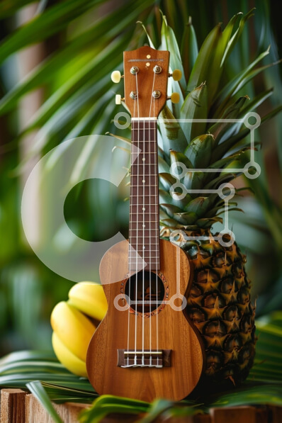 Intra Συλλεκτικό Ξύλινο Παζλ Plywood  4mm - Γιουκαλίλι με ανανά και μπανάνες σε τροπικό περιβάλλον Σε Ξύλινο Κουτί - Διαστάσεις: 10x10 cm – 25 κομμάτια