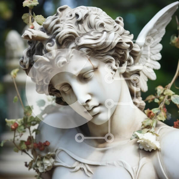 Intra Συλλεκτικό Ξύλινο Παζλ Plywood  4mm - Μαρμάρινο γλυπτό αγγέλου Σε Ξύλινο Κουτί - Διαστάσεις Puzzle: 10x10 cm – 25 κομμάτια