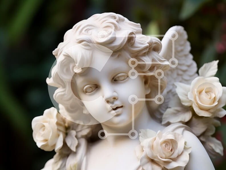 Intra Συλλεκτικό Ξύλινο Παζλ Plywood  4mm - Άγαλμα αγγέλου με τριαντάφυλλα Σε Ξύλινο Κουτί - Διαστάσεις Puzzle: 10x10 cm – 25 κομμάτια