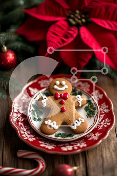 Intra Συλλεκτικό Ξύλινο Παζλ Plywood  4mm - Μπισκότο με μελόψωμο σε εορταστικό πιάτο με Αλεξανδρινό Σε Ξύλινο Κουτί - Διαστάσεις: 10x10 cm – 25 κομμάτια