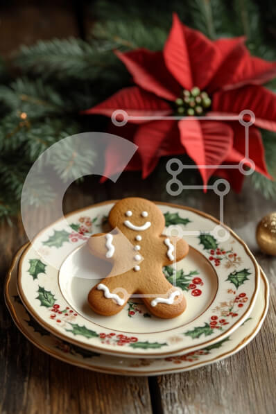 Intra Συλλεκτικό Ξύλινο Παζλ Plywood  4mm - Μελόψωμο άνθρωπος σε εορταστικά πιάτα με Αλεξανδρινό Σε Ξύλινο Κουτί - Διαστάσεις: 10x10 cm – 25 κομμάτια