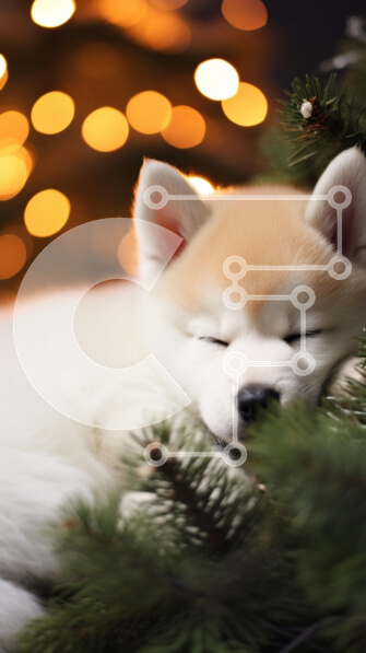 Σετ των 2 Intra Συλλεκτικό Ξύλινο Παζλ Plywood  4mm - Κουτάβι που κοιμάται ανάμεσα σε κλαδιά πεύκου Σε Ξύλινο Κουτί - Διαστάσεις: 10x10 cm – 25 κομμάτια