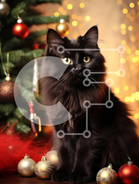 Σετ των 2 Intra Συλλεκτικό Ξύλινο Παζλ Plywood  4mm - Fluffy Black Cat από Χριστουγεννιάτικο δέντρο Σε Ξύλινο Κουτί - Διαστάσεις: 10x10 cm – 25 κομμάτια