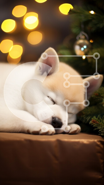 Σετ των 2 Intra Συλλεκτικό Ξύλινο Παζλ Plywood  4mm - Κουτάβι που κοιμάται με Χριστουγεννιάτικα στολίδια Σε Ξύλινο Κουτί - Διαστάσεις: 10x10 cm – 25 κομμάτια